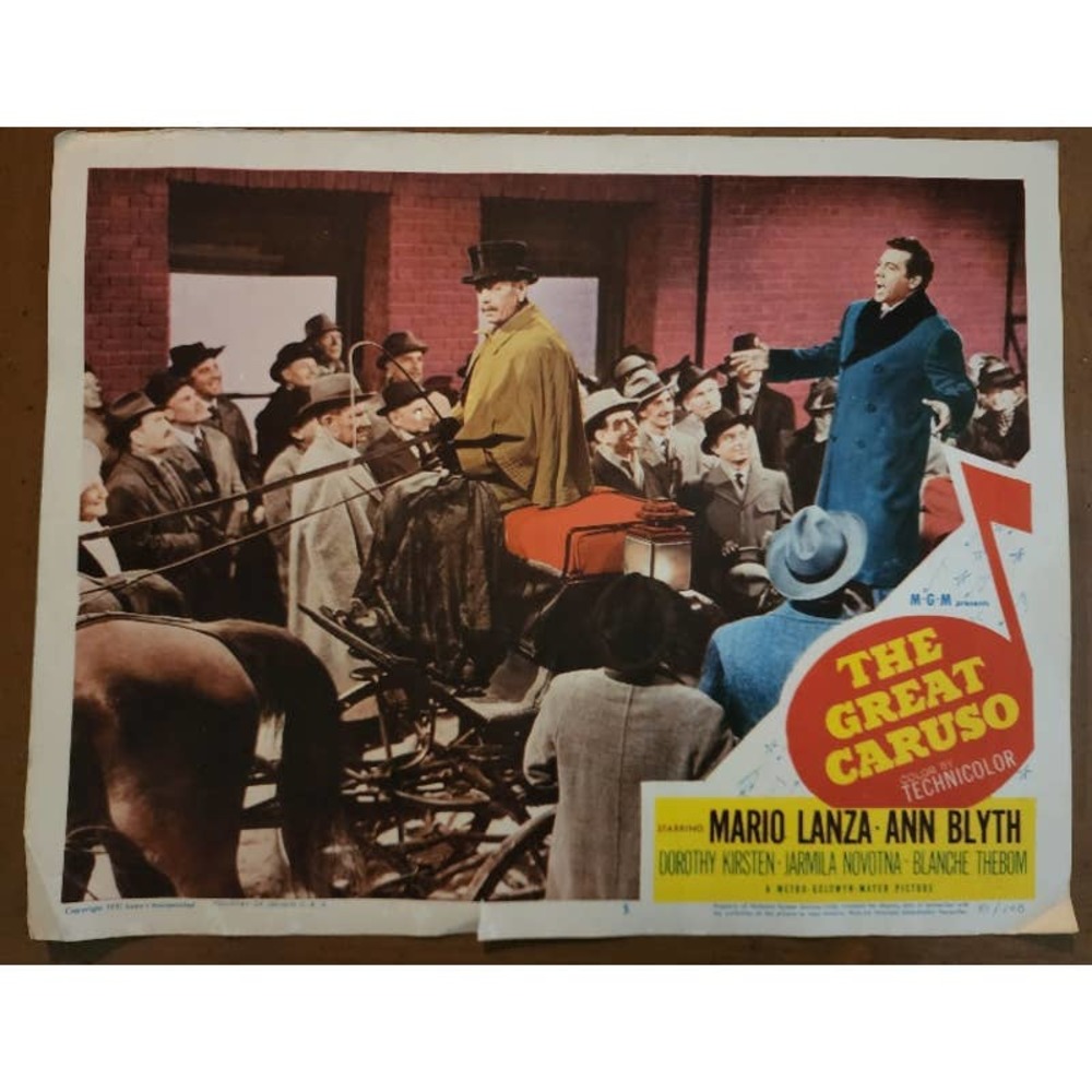 The Great Caruso original lobby card 1951 Mario Lanza sings on buggy